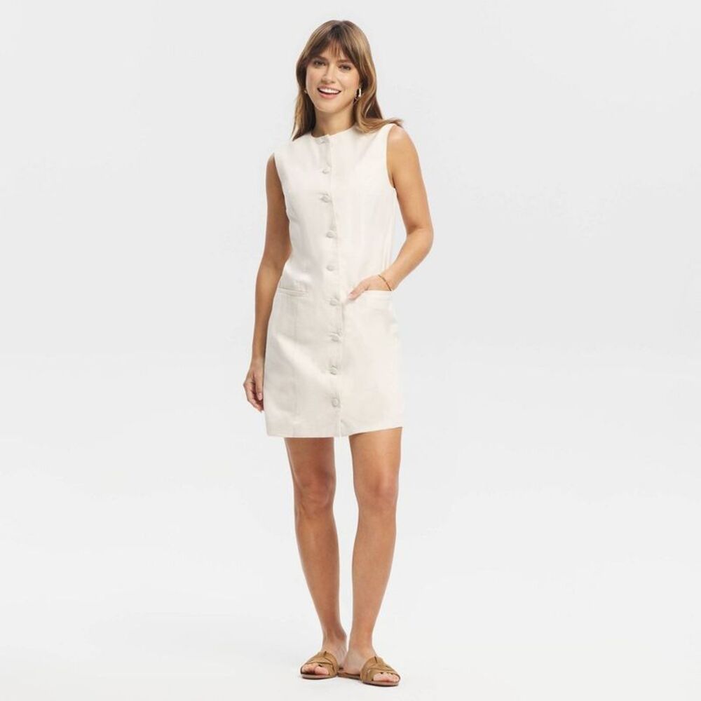 Women's Mini Shift Dress - A New Day Cream XL
